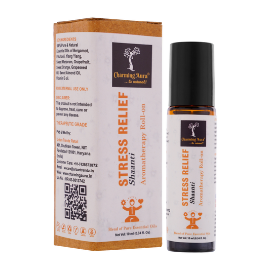 Stress Relief Aromatherapy Roll-on | Blend of pure & natural Essential Oils by Charming Aura | Relieves Stress & Creates sense of relaxation | 10ml | Crafted by Certified Aromatherapists