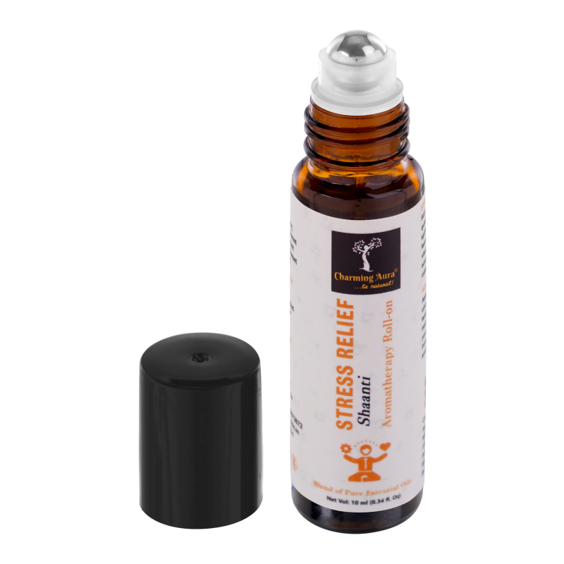 Stress Relief Aromatherapy Roll-on | Blend of pure & natural Essential Oils by Charming Aura | Relieves Stress & Creates sense of relaxation | 10ml | Crafted by Certified Aromatherapists