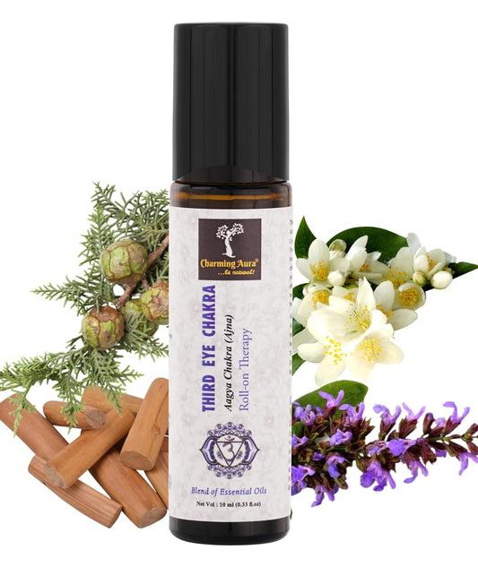 Third Eye Chakra (Aagya Chakra-Ajna) Roll-on Therapy Oil- Blend of Pure & Natural Essential Oils, Foster Mindfulness & Intuitions- 10ml